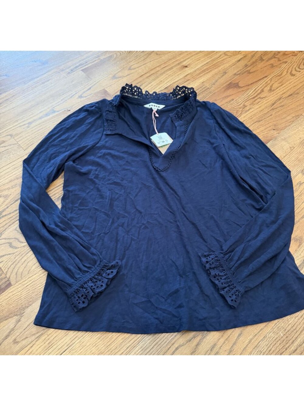 Boden Womens Size 12 Long Sleeve Blue Shirt New